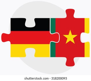 Germany and Cameroon Flags in puzzle  isolated on white background
