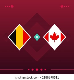 germany, canada world football 2022 match versus on red background. vector illustration.