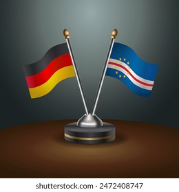 Germany and Cape Verde table flags relation with gradient backgrund. Vector Illustration