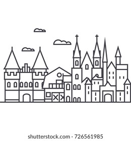 germany castles vector line icon, sign, illustration on background, editable strokes