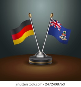 Germany and Cayman Islands table flags relation with gradient backgrund. Vector Illustration