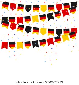 Germany celebration bunting flags with Confetti And Ribbons on white background.vector illustration