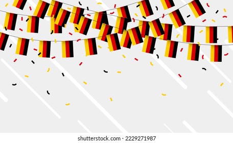 Germany celebration bunting flags with confetti and ribbons on white background. vector illustration.