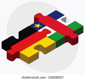 Germany and Central African Republic Flags in puzzle  isolated on white background
