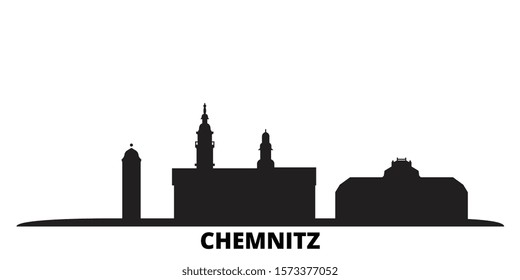 Germany, Chemnitz city skyline isolated vector illustration. Germany, Chemnitz travel black cityscape