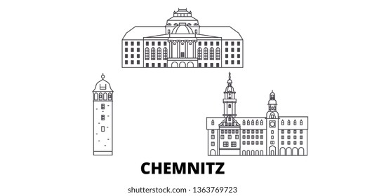 Germany, Chemnitz line travel skyline set. Germany, Chemnitz outline city vector illustration, symbol, travel sights, landmarks.