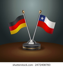 Germany and Chile, table flags relation with gradient backgrund. Vector Illustration