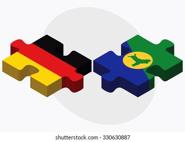 Germany and Christmas Island Flags in puzzle isolated on white background