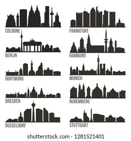 Germany Cities Most Famous Skyline City Silhouette Design Collection Set Pack