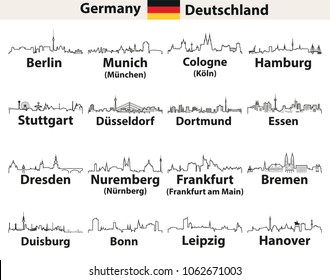 Germany cities skylines vector outlines icons