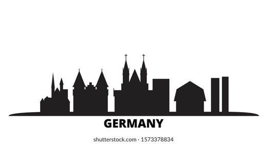 Germany city skyline isolated vector illustration. Germany travel black cityscape