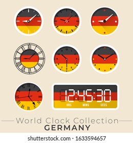 Germany clock : Set of national flag clock : Vector Illustration