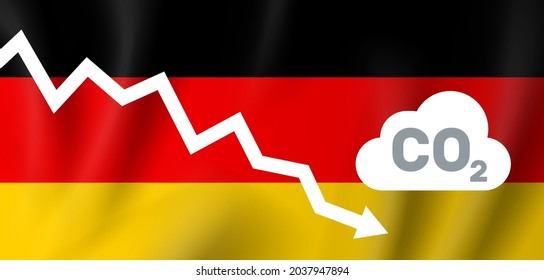 Germany co2 carbon dioxide emission  graph down  vector illustration