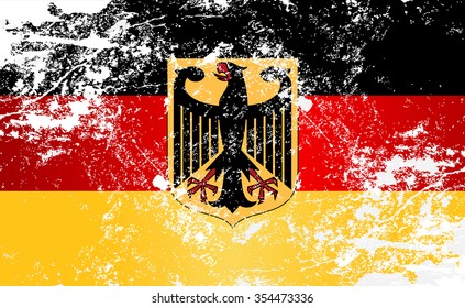 Germany Coat of Arms Grunge Texture Flag. Grunge effect can be cleaned easily.