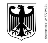 Germany coat of arms vector illustration isolated on white background. Spread wings Heraldic black eagle Bundesadler. Heraldry national symbol of Deutschland COA, Europe state. 