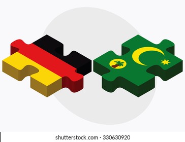 Germany and Cocos (Keeling) Islands Flags in puzzle isolated on white background