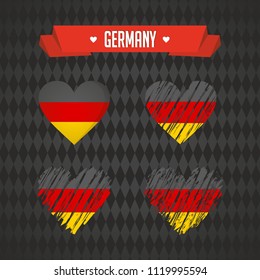 Germany. Collection of four vector hearts with flag. Heart silhouette
