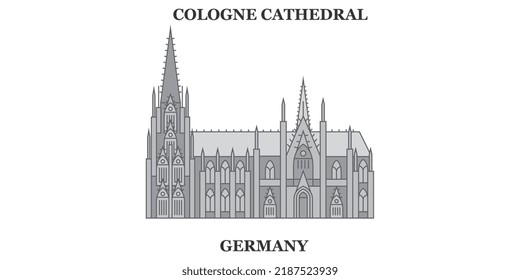 Germany, Cologne Cathedral city skyline isolated vector illustration, icons