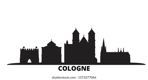 Germany, Cologne city skyline isolated vector illustration. Germany, Cologne travel black cityscape