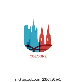 Germany Cologne cityscape skyline city panorama vector flat modern logo icon. Central Europe region emblem idea with landmarks and building silhouettes