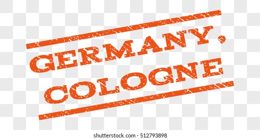 Germany, Cologne watermark stamp. Text caption between parallel lines with grunge design style. Rubber seal stamp with unclean texture.