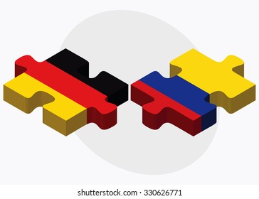 Germany and Colombia Flags in puzzle isolated on white background
