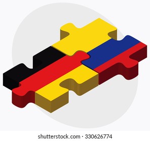 Germany and Colombia Flags in puzzle isolated on white background