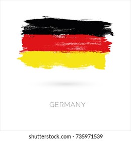 Germany colorful brush strokes painted national country flag icon. Painted texture.