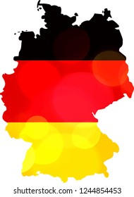  Germany contour flag colors map with sunshine bubbles, glare . Vector illustration