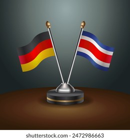 Germany and Costa Rica table flags relation with gradient backgrund. Vector Illustration