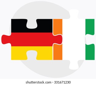 Germany and Cote Divoire Flags in puzzle isolated on white background