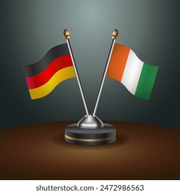 Germany and Cote D'Ivoire table flags relation with gradient backgrund. Vector Illustration