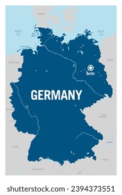 Germany country basic contour political map. Europe. Detailed vector illustration. svg