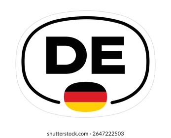 Alemanha Adesivo Código do País - Oval DE com Preto, Vermelho e Bandeira de Ouro - Imagem de Alta Qualidade Vetorial Stock