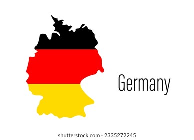 Germany country contour map with flag. Map silhouette of Ireland. EU country drawing background. Shape of country in colors of flag. European country. Vector minimalist illustration for design