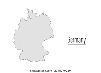 Germany country contour map. Map silhouette of European country, state in EU. Traveling, education, journey. Country drawing background. Vector minimalist illustration