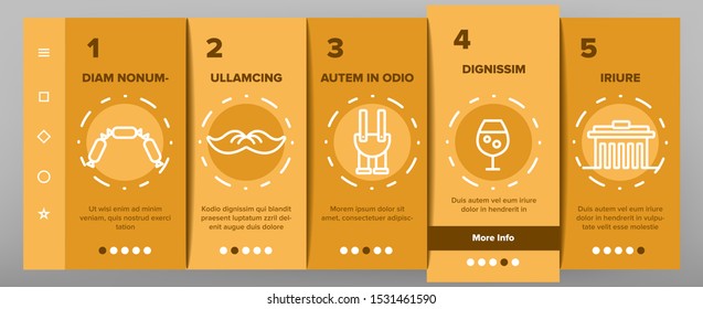 Germany Country Culture Onboarding Mobile App Page Screen Vector Thin Line. Germany Flag And Mountain, National Hat And Suit, Food And Beer Concept Linear Pictograms. Contour Illustrations
