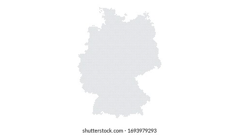 El mapa del país de Alemania está hecho de un patrón de punto medio. Ilustración de vectores aislada en fondo blanco