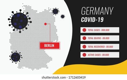 Germany country map coronavirus covid-19 report. germany map halftone