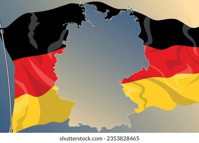 Germany country map waving flag, patriotic Germany background	