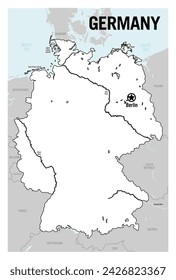 Deutschland Land weiße politische Grundkarte. Detaillierte Vektordarstellung.