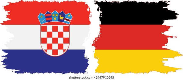 Germany and Croatia grunge flags connection, vector