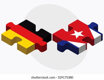Germany and Cuba Flags in puzzle isolated on white background