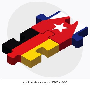 Germany and Cuba Flags in puzzle isolated on white background