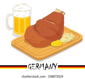 Germany cuisine: pork knuckle with beer