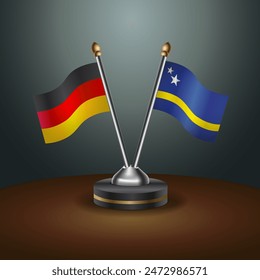 Germany and Curacao table flags relation with gradient backgrund. Vector Illustration