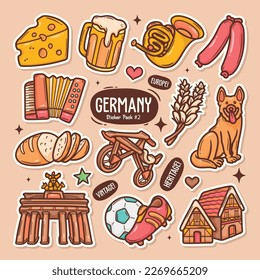 Germany Cute Doodle Vector Sticker Collection 