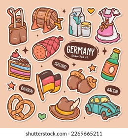 Germany Cute Doodle Vector Sticker Collection 