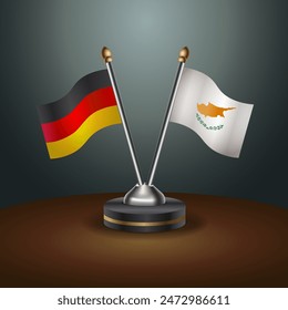 Germany and Cyprus table flags relation with gradient backgrund. Vector Illustration