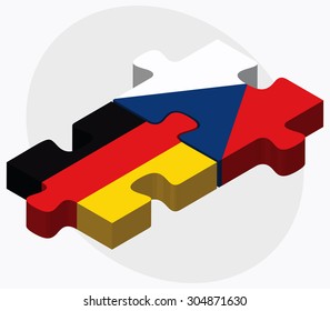 Germany and Czech Republic Flags in puzzle isolated on white background